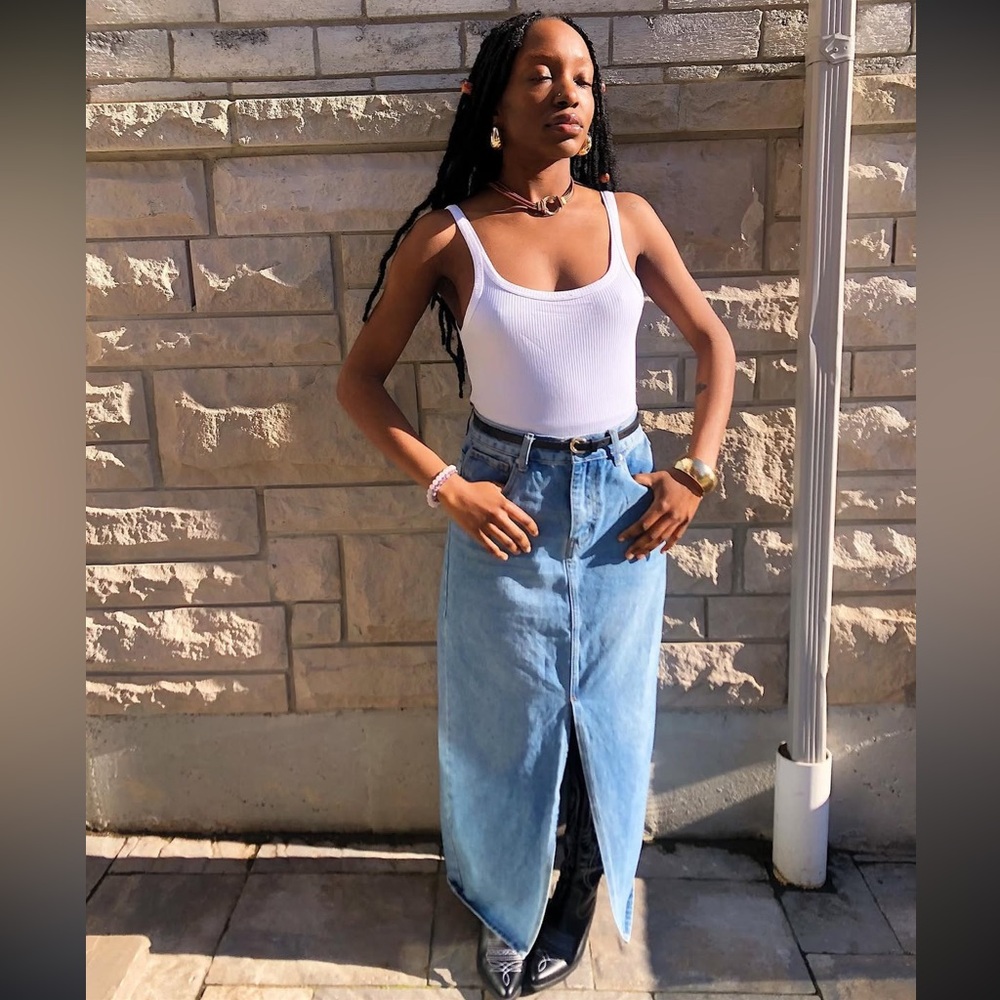 Forever 21 midi denim skirt